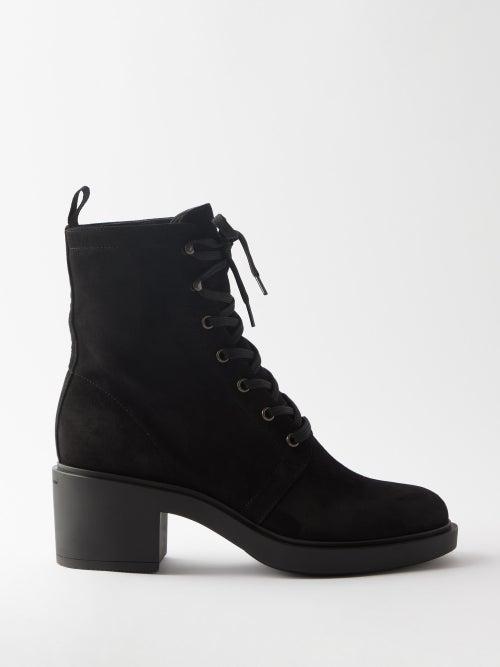 Gianvito Rossi - Foster 45 Lace-up Suede Boots - Womens - Black