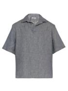 Matchesfashion.com Hecho - Striped Linen Shirt - Mens - Navy