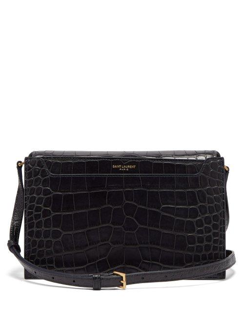 Matchesfashion.com Saint Laurent - Catherine Crocodile Effect Leather Cross Body Bag - Womens - Navy