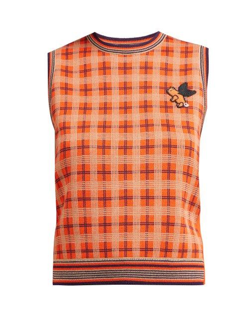 Matchesfashion.com Gucci - Plaid Wool Sleeveless Sweater - Womens - Orange Multi