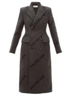 Matchesfashion.com Balenciaga - Hourglass Logo Print Cashmere Coat - Womens - Dark Grey