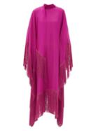 Matchesfashion.com Taller Marmo - Mrs Ross High-neck Fringed Satin-crepe Kaftan - Womens - Pink