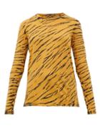 Matchesfashion.com Proenza Schouler - Tiger-print Long-sleeved Cotton T-shirt - Womens - Black Multi