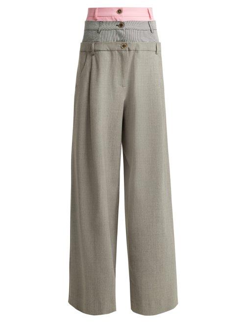 Matchesfashion.com Natasha Zinko - Layered Wool Blend Trousers - Womens - Grey Multi