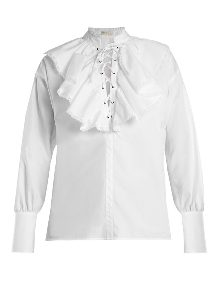 Etro Anet Fluted-bib Cotton Blouse