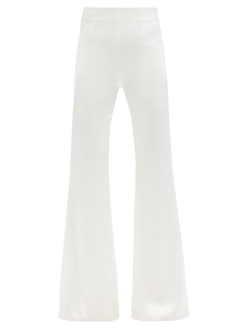 Ladies Rtw 16arlington - Brisbane High-rise Satin Flared Suit Trousers - Womens - Ivory