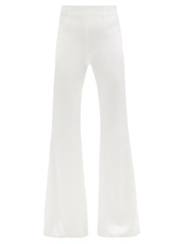 Ladies Rtw 16arlington - Brisbane High-rise Satin Flared Suit Trousers - Womens - Ivory