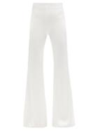 Ladies Rtw 16arlington - Brisbane High-rise Satin Flared Suit Trousers - Womens - Ivory