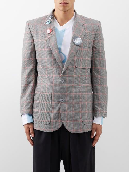 Liberal Youth Ministry - Darkcore Dreamland Checked Wool Jacket - Mens - Grey Red