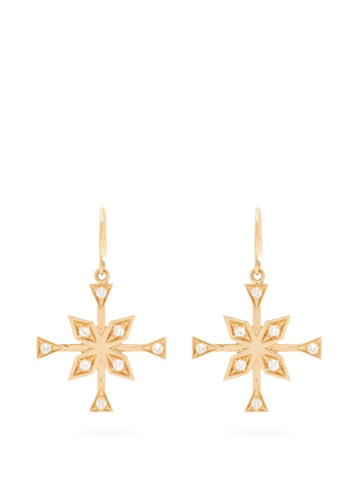Azlee Compass 18kt Gold & Diamond Earrings