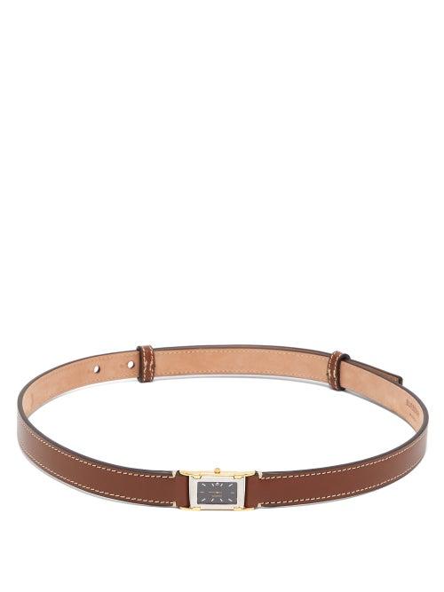 Matchesfashion.com Burberry - Faux Watch Leather Waist Belt - Womens - Tan
