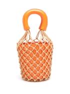 Matchesfashion.com Staud - Moreau Macram And Leather Bucket Bag - Womens - Orange