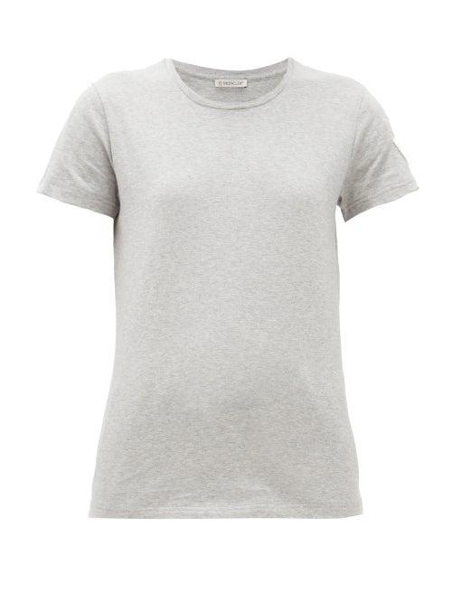 Matchesfashion.com Moncler - Logo-appliqu Cotton T-shirt - Womens - Grey