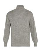 Matchesfashion.com Inis Mein - Wool And Silk Blend Roll Neck Sweater - Mens - Grey