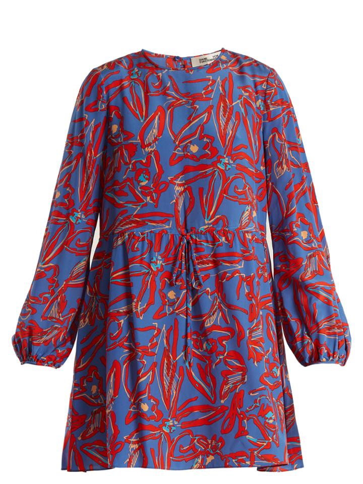 Diane Von Furstenberg Drawstring-waist Silk Crepe De Chine Dress