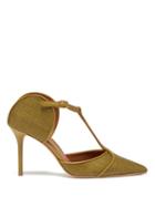 Matchesfashion.com Malone Souliers - Imogen T Bar Raffia Mules - Womens - Khaki