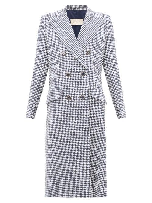 Matchesfashion.com Alexandre Vauthier - Double-breasted Houndstooth Cotton-blend Coat - Womens - Navy White