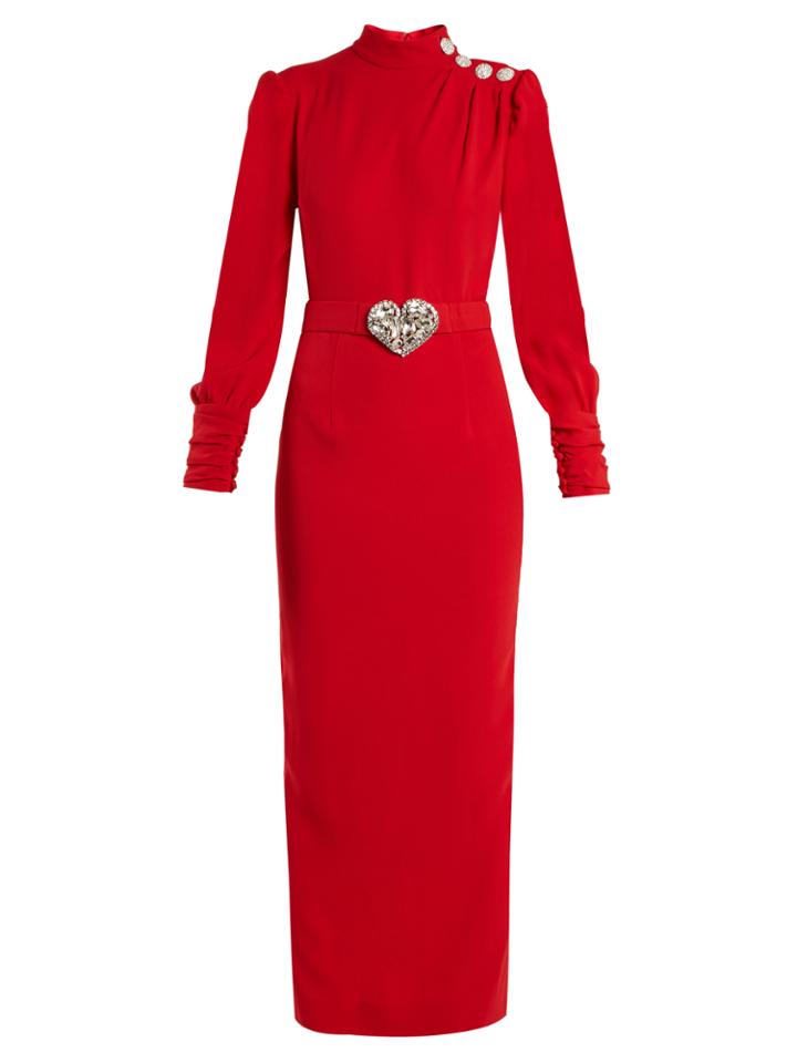 Alessandra Rich Crystal-embellished High-neck Cady Dress