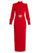 Alessandra Rich Crystal-embellished High-neck Cady Dress
