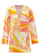 Matchesfashion.com Emilio Pucci - Lilly-print Cotton-poplin Mini Dress - Womens - Orange Print