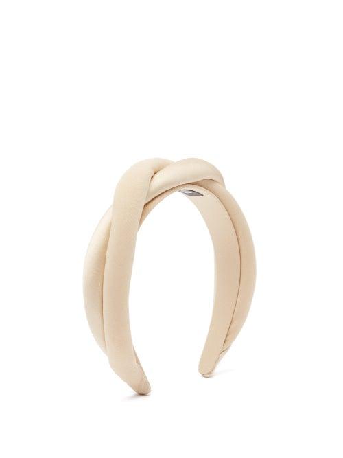 Matchesfashion.com Sophie Buhai - Twisted Satin And Silk-crepe Padded Headband - Womens - Beige