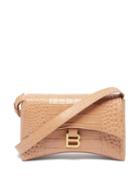 Balenciaga - Hourglass Xs Crocodile-effect Leather Bag - Womens - Beige
