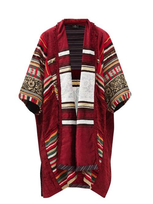 Etro - Geometric-jacquard Chenille Cape - Womens - Red Multi