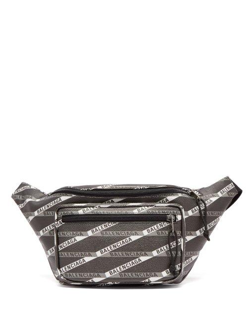 Matchesfashion.com Balenciaga - Monogram Logo Print Belt Bag - Mens - Black White