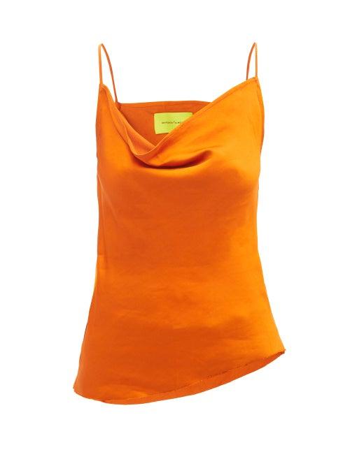 Marques'almeida - Asymmetric Draped Satin Cami Top - Womens - Orange