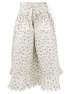 Horror Vacui - Chloe Floral-print Scalloped-edge Cotton Skirt - Womens - White Multi