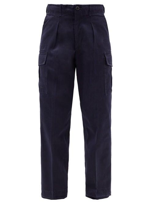 Matchesfashion.com Myar - High-rise Pleated Cotton-blend Cargo Trousers - Womens - Navy