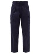 Matchesfashion.com Myar - High-rise Pleated Cotton-blend Cargo Trousers - Womens - Navy