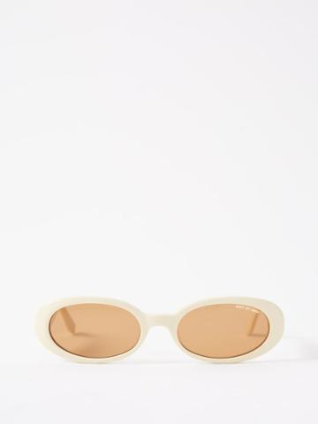 Dmy By Dmy - Valentina Oval Acetate Sunglasses - Womens - Ivory