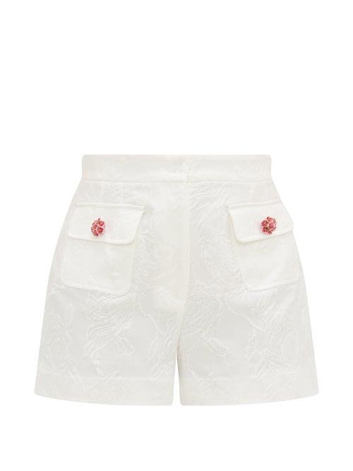 Matchesfashion.com Dolce & Gabbana - Floral-jacquard Cotton-blend Shorts - Womens - White