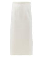Matchesfashion.com Alessandra Rich - High-rise Wool-blend Crepe Pencil Skirt - Womens - White