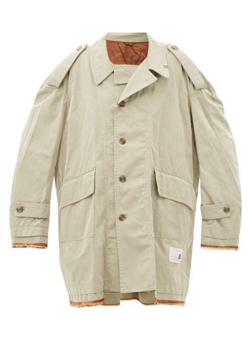 Mihara Yasuhiro - Deconstructed Cotton-gabardine Balmacaan Coat - Mens - Khaki