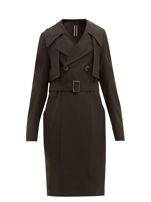 Matchesfashion.com Rick Owens - Double-breasted Gabardine Trench Coat - Mens - Brown