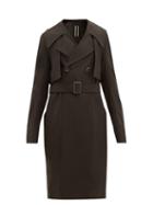 Matchesfashion.com Rick Owens - Double-breasted Gabardine Trench Coat - Mens - Brown