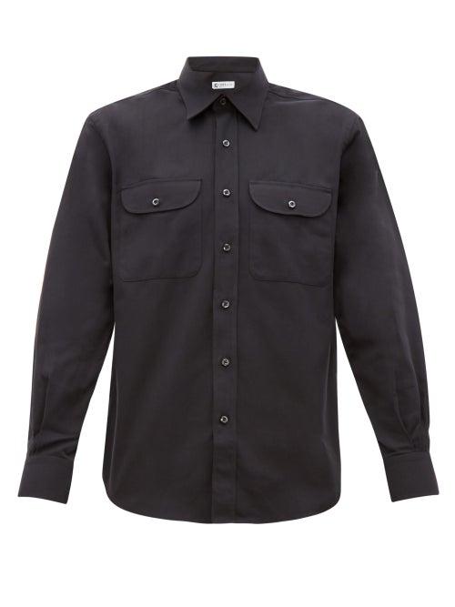 Matchesfashion.com Cobra S.c. - Appliqu Logo Patch Cotton Twill Shirt - Mens - Black