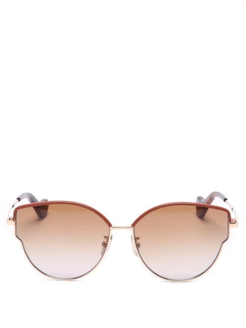 Matchesfashion.com Loewe - Cat-eye Metal Sunglasses - Womens - Red