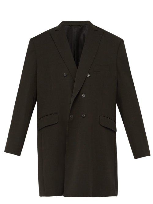 Matchesfashion.com Balenciaga - Double Breasted Wool Blend Twill Overcoat - Mens - Dark Green