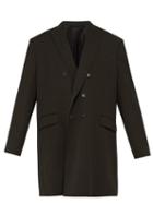 Matchesfashion.com Balenciaga - Double Breasted Wool Blend Twill Overcoat - Mens - Dark Green