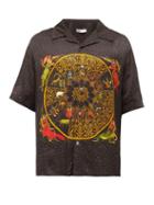 Matchesfashion.com Gmbh - Zodiac-print Satin Bowling Shirt - Mens - Black Multi
