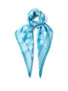 Alexander Mcqueen - Skull-print Silk-faille Scarf - Womens - Blue White