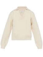 Matchesfashion.com Maison Margiela - Open Neck Cotton And Cashmere Blend Sweater - Mens - Cream