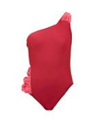 Matchesfashion.com Leslie Amon - Karry Asymmetric Cutout Swimsuit - Womens - Red Multi