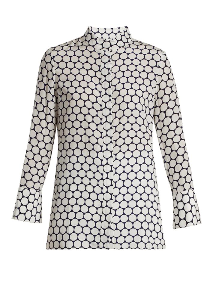 Diane Von Furstenberg Double-cuff Boltin-print Silk Crepe De Chine Shirt