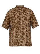 Matchesfashion.com Fendi - Ff Print Satin Shirt - Mens - Brown Multi