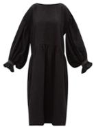 Cawley Studio - Winnie Hand-smocked Linen Dress - Womens - Black