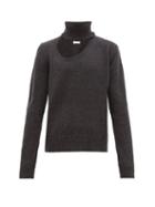 Matchesfashion.com Bottega Veneta - Cut Out Roll Neck Wool Blend Sweater - Mens - Grey